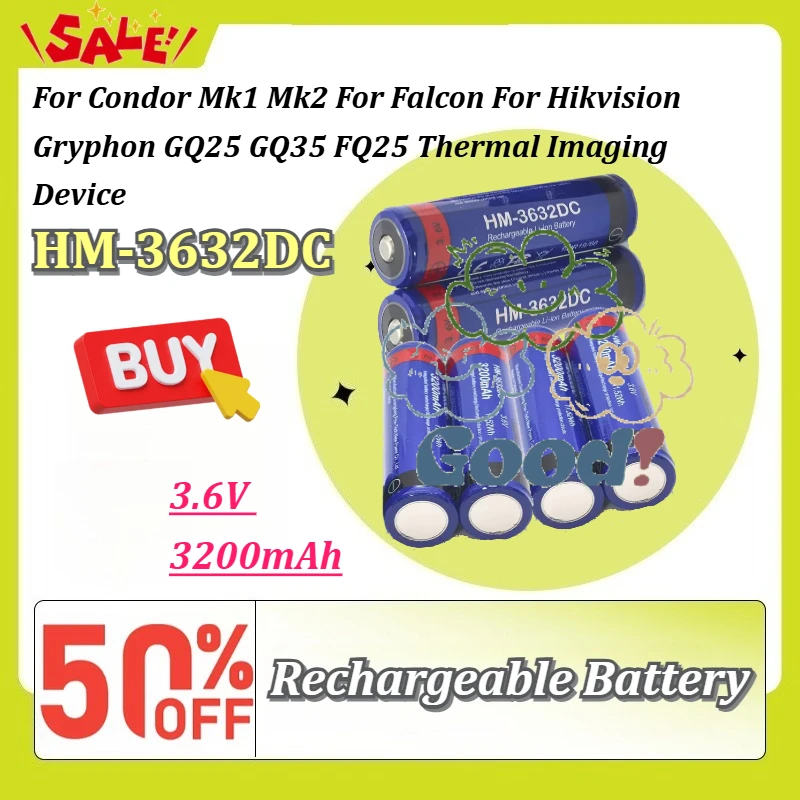 New HM-3632DC 3.6V 3200mAh Battery For Condor Mk1 Mk2 For Falcon For Hikvision Gryphon GQ25 GQ35 FQ25 Thermal Imaging Device