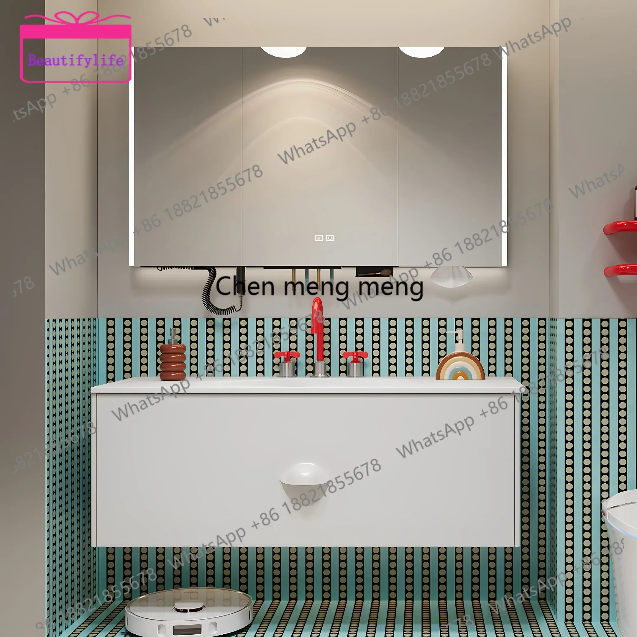 

YL 2026 new model, Du Li's integrated mango basin, dopamine cream style, beauty rack, bathroom cabinet. F185