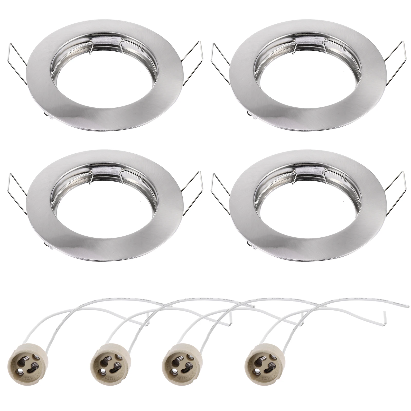 

8pcs Recessed Ceiling Light Mounting Shell Spotlight Fitting Zinc Alloy GU10 Ceramic Lamp Holder Decorative Ring Wooden Plaster