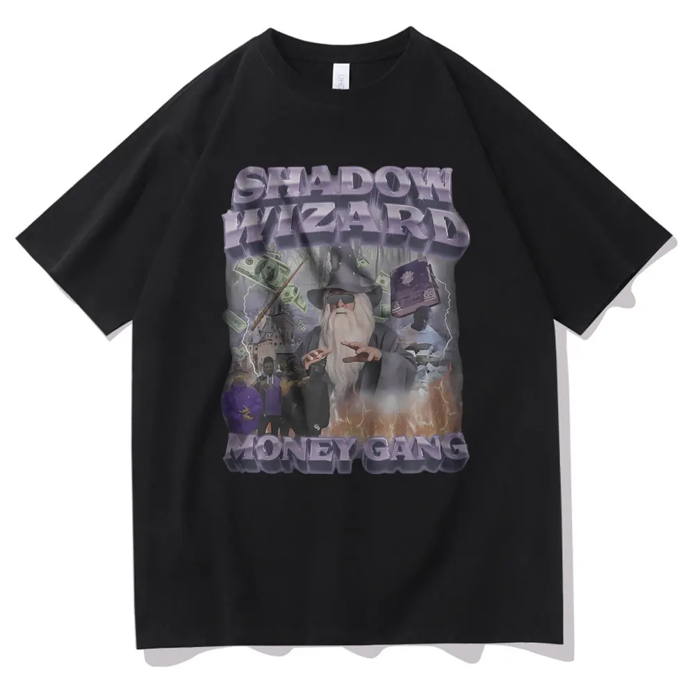 Shadow Wizard Money Gang Graphic Print T-shirt Men Women Hip Hop Funny Meme T Shirts Male Casual Oversized Short Sleeve Tshirt