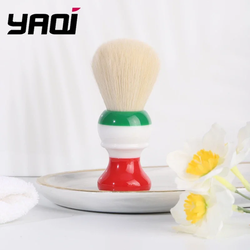 فرشاة حلاقة رجالية YAQI Freedom 24 مم مع عقدة صناعية من الكشمير بتصميم العلم الإيطالي أداة تهذيب عالية الجودة