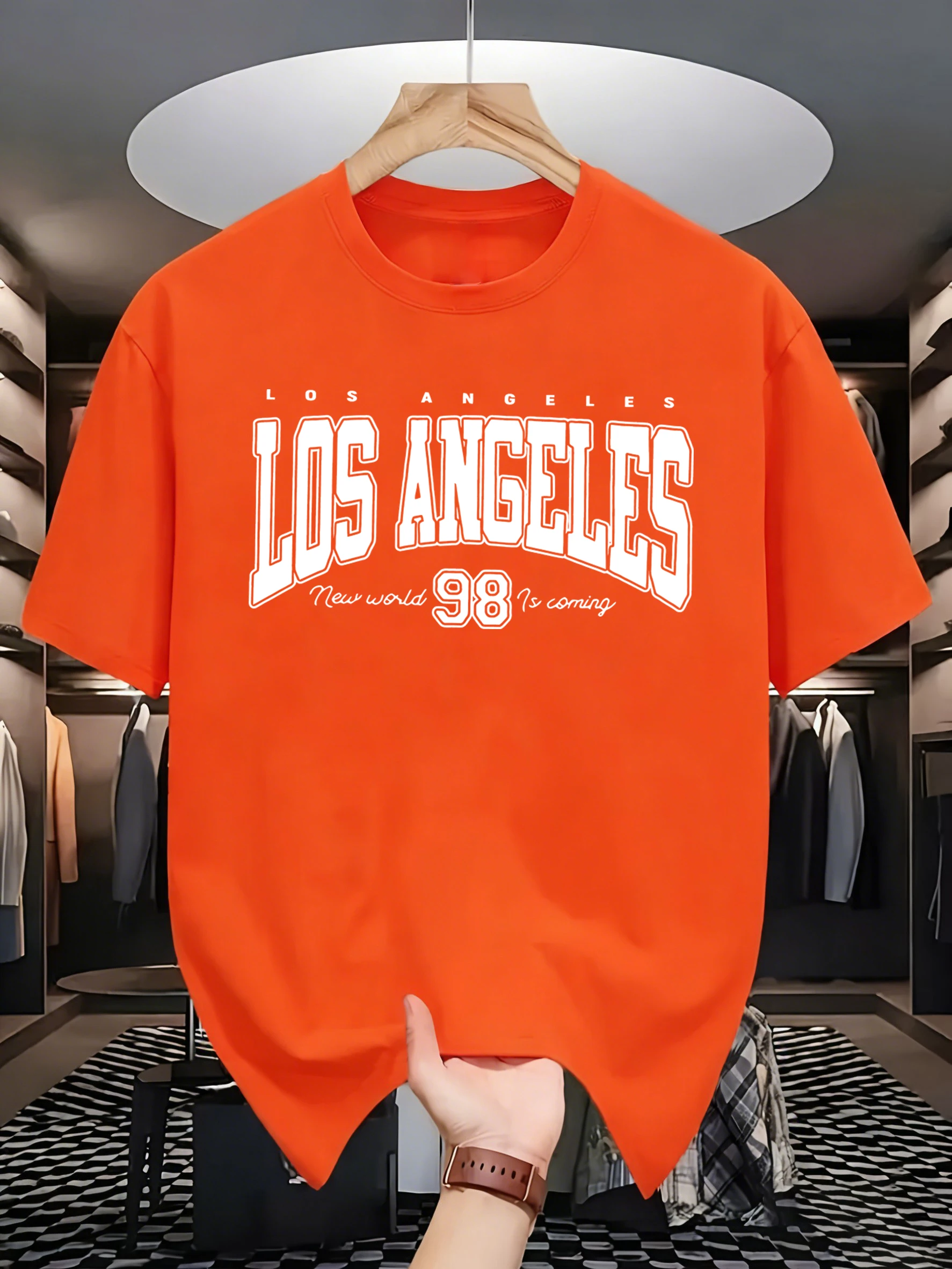 Los Angeles New World Is Coming T-Shirt Men Fashion Loose Cotton Short Sleeve O-Neck Summer Clothes Unisex Casual Streetwear