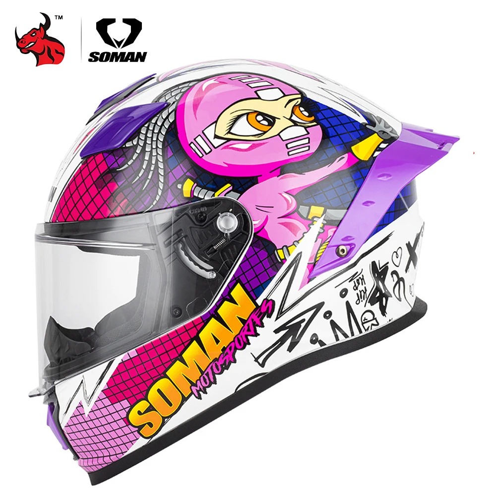 

Motorcycle Helmet Full Face Racing Style Noise Reduction Unisex Helmet With Interchangeable Color Films