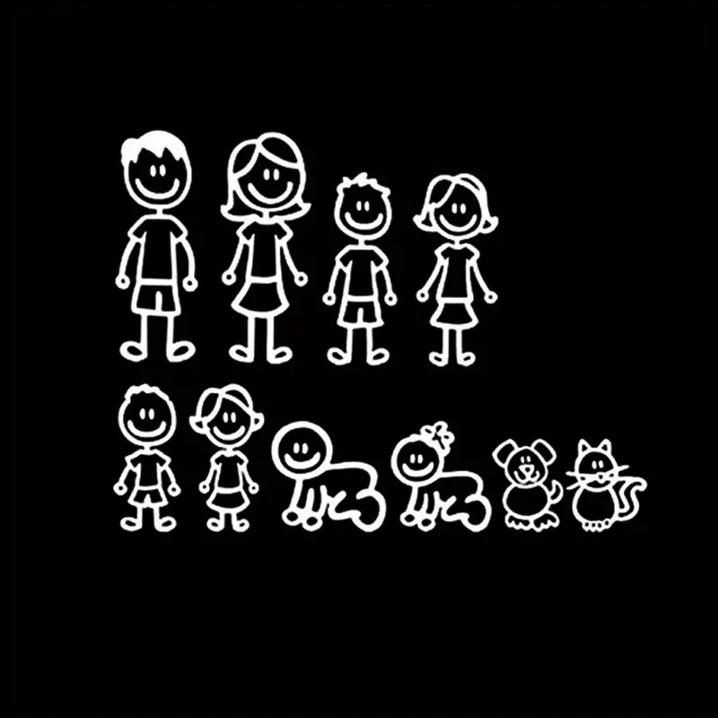 1PC Family & Pet Cartoon Car Sticker Motorcycle Decal for Auto Motorbike Exterior Styling & Family Inspired Customization