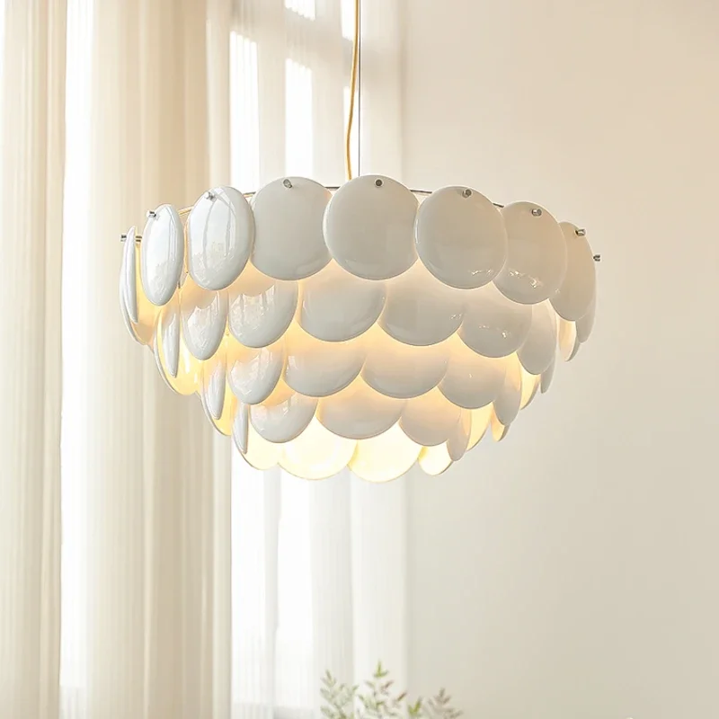 Bright Domain: Antique Cream Pinecone Ceramic Chandelier Living room bedroom Nordic designer cream style dining room lamp