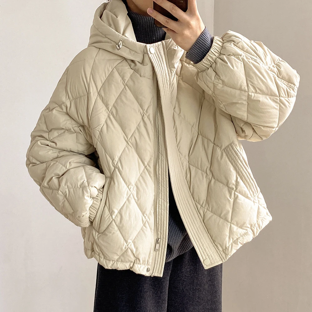 2024 New Women Winter 90 White Duck Down Coat Hooded Women Warm Thick Jacket Coat Casaco Feminino