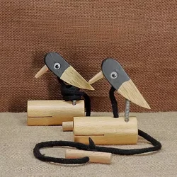 Wooden Woodpecker Sound Tube Pull Rope Kindergarten Crow Sounder Birdsong Sound Effect Musical Orff Percussion Instruments