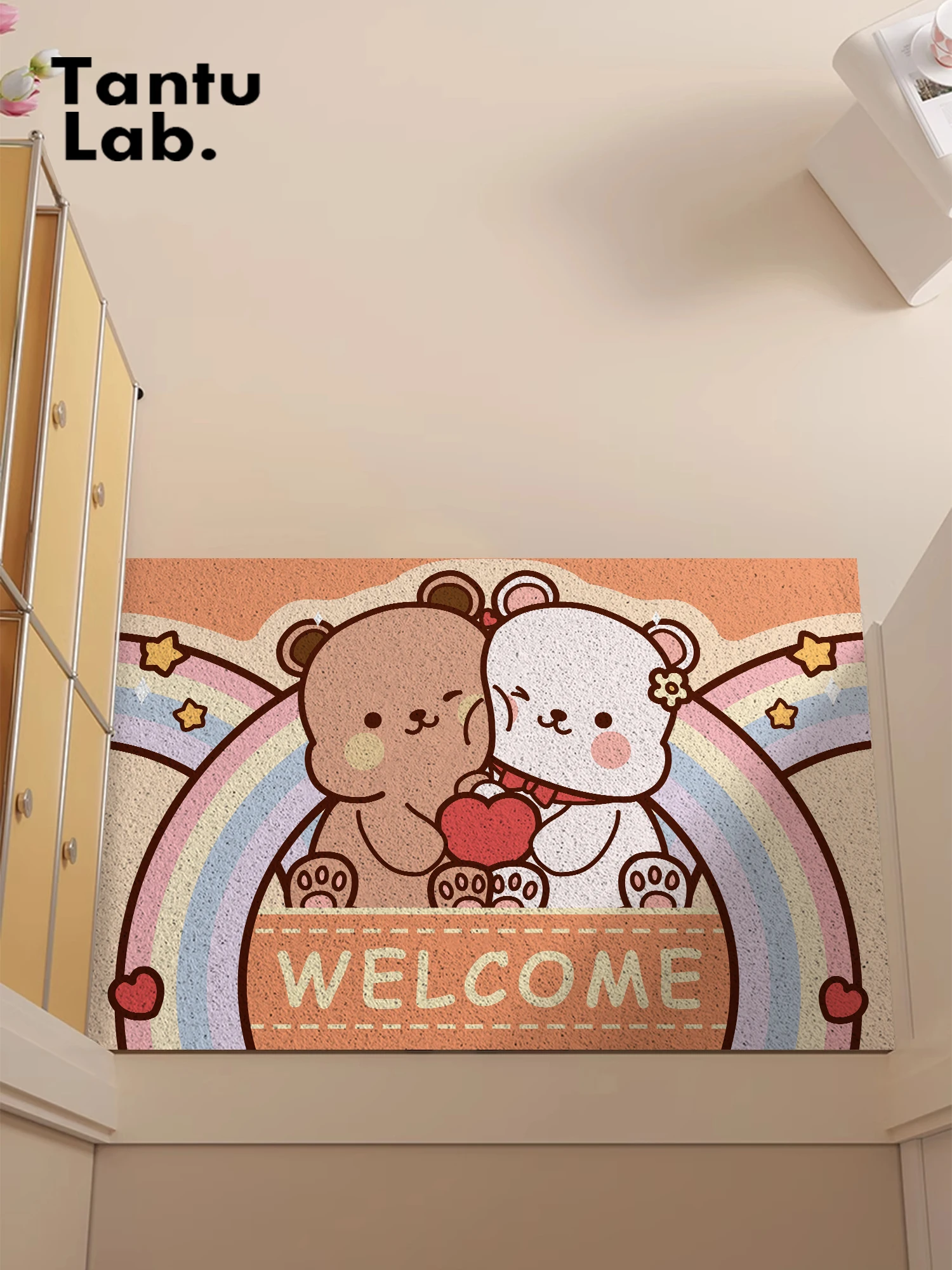 

Adorable Bear Door Mat Anti-Slip Wear-Resistant Dirt-Proof Entrance Rug Easy to Clean Home Decor Mat Square Animal ape