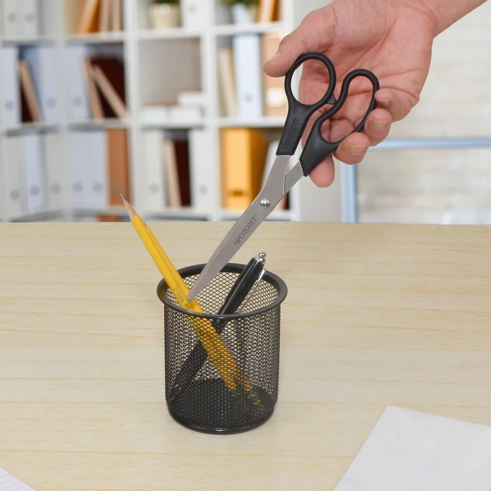 Forbici dritte durevoli da 8 pollici Confezione da 3 lame in acciaio inossidabile leggere per uso scolastico in ufficio, perfette per la mano sinistra destra