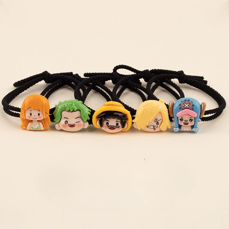 New One Piece anime peripheral cartoons Kawaii Luffy Zoro Chopper Nami hair rope children students cute hair tie gift wholesale