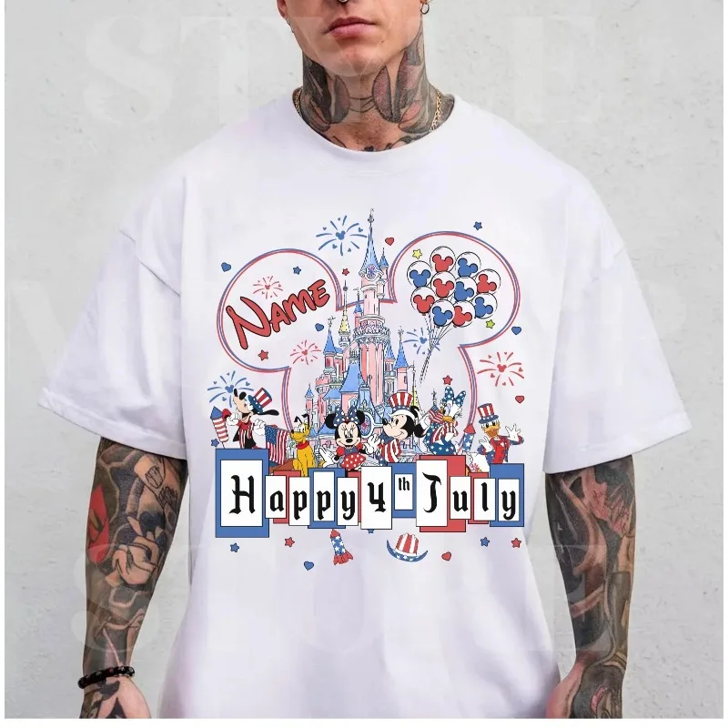 

Мужская и женская футболка из чистого хлопка с Микки и друзьями Disney, новая летняя повседневная модная мужская и женская уличная одежда