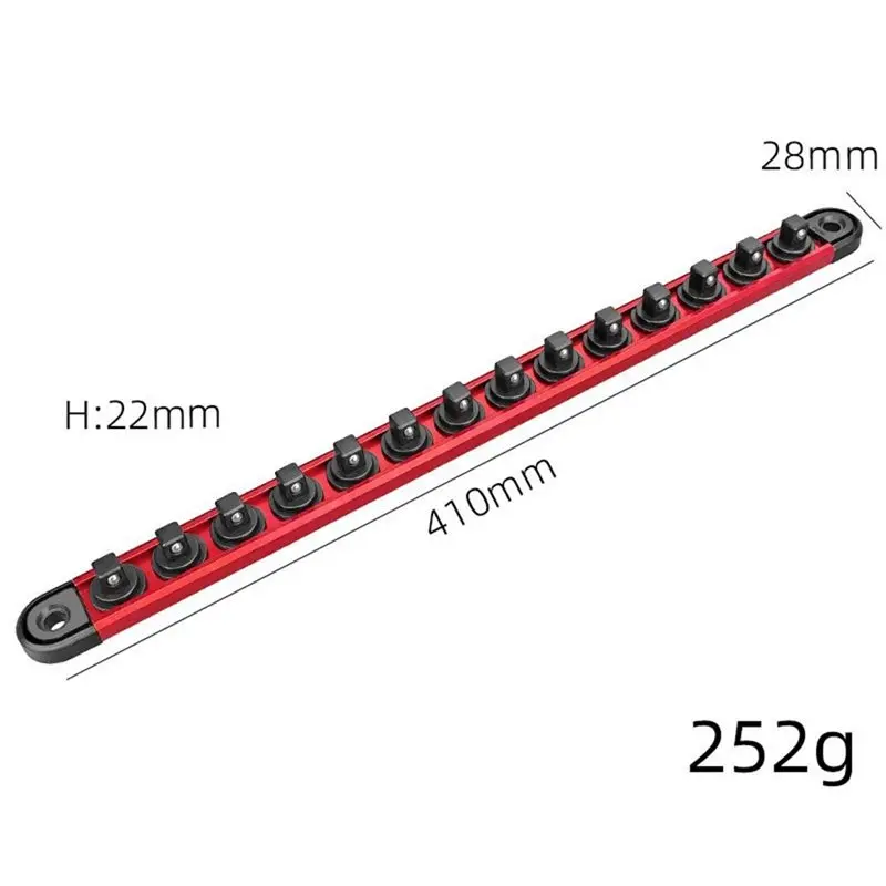 Y42A-Magnetic Socket Organizer,360° Swivel Clips Holds 14 Sockets(3/8