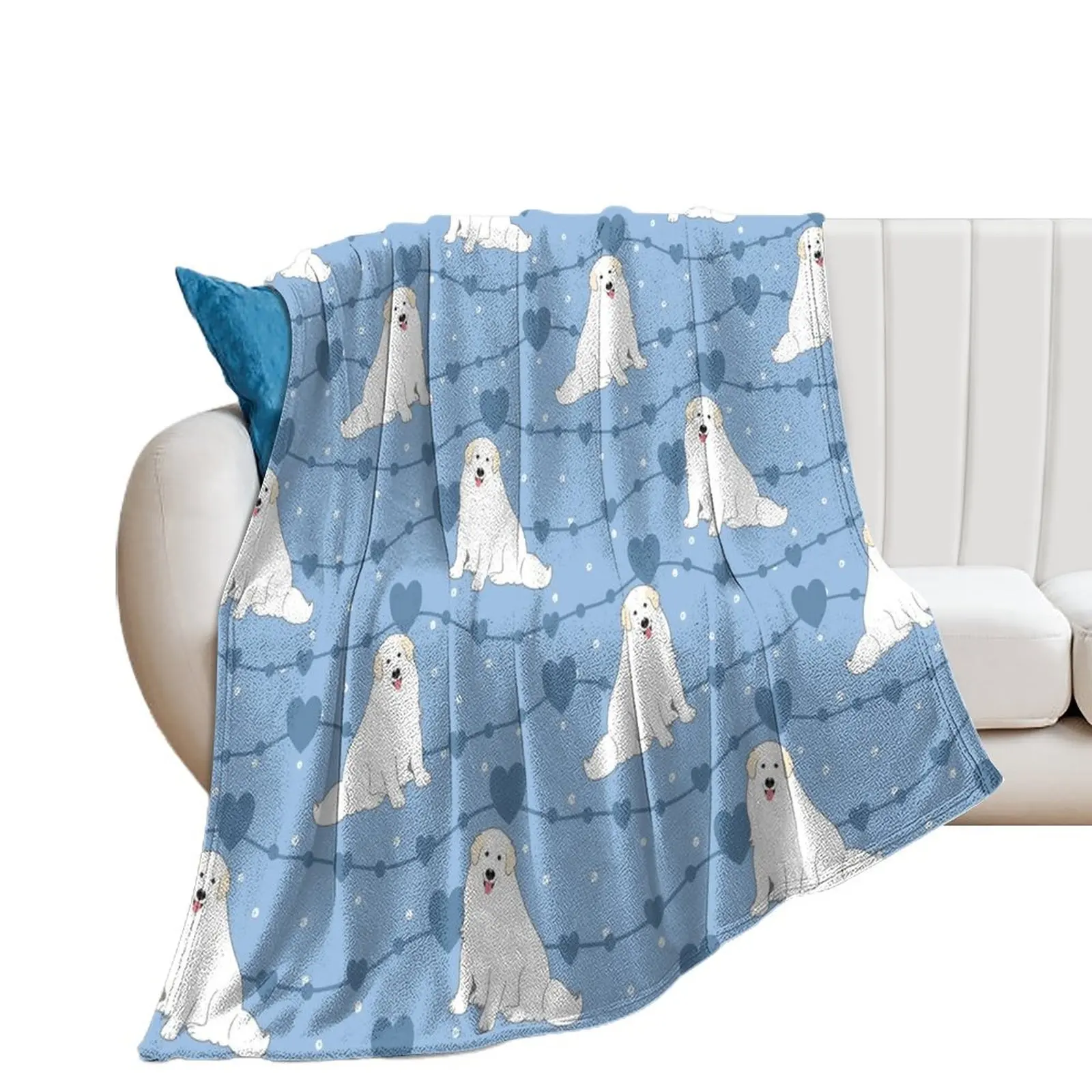 

Love White Cream Great Pyrenees Dog Throw Blanket Plaid Blankets For Baby Blankets