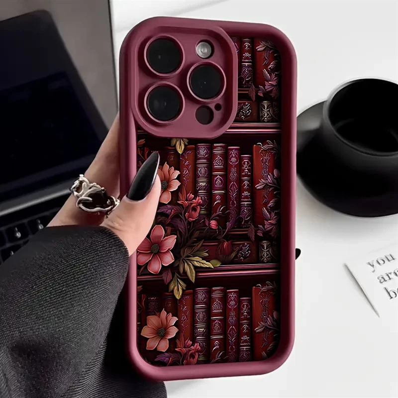Book Flower Trendy Pattern Phone Case For iPhone 17 Air 16 15 14 13 12 11 Pro Max iPhone X XS XR 16 PLUS Bumper Candy Soft Cover