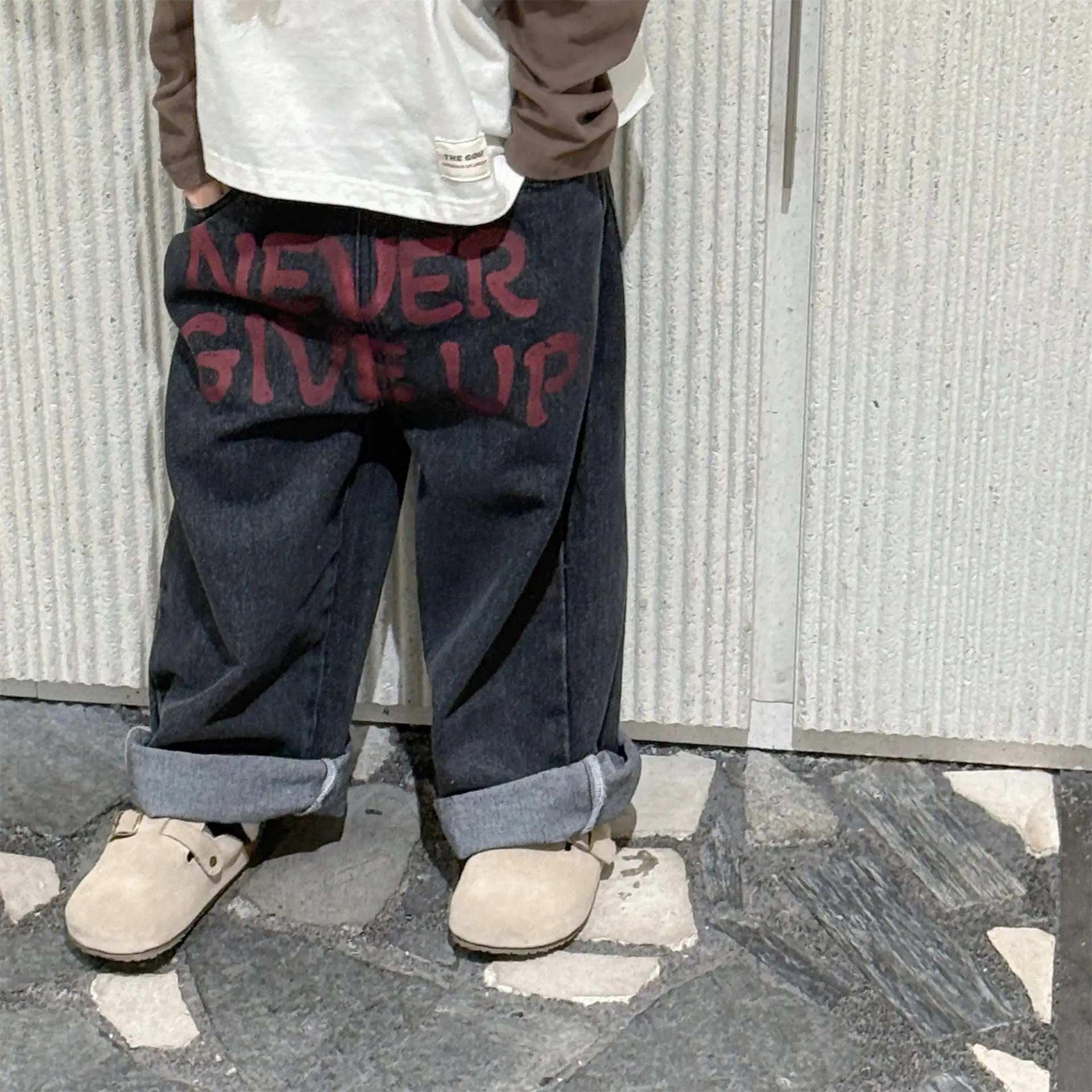 

2025 Autumn New Children Loose Denim Trousers Girls Harem Pants Fashion Letter Boys Jeans Baby Casual Pants Kids Clothes