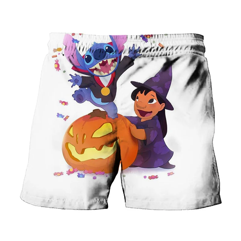 Disney Brand Stitch And Mickey Minnie Print Summer Men\'s Swimwear Beach Club Y2K Halloween Collection Fashion Casual Shorts 2024