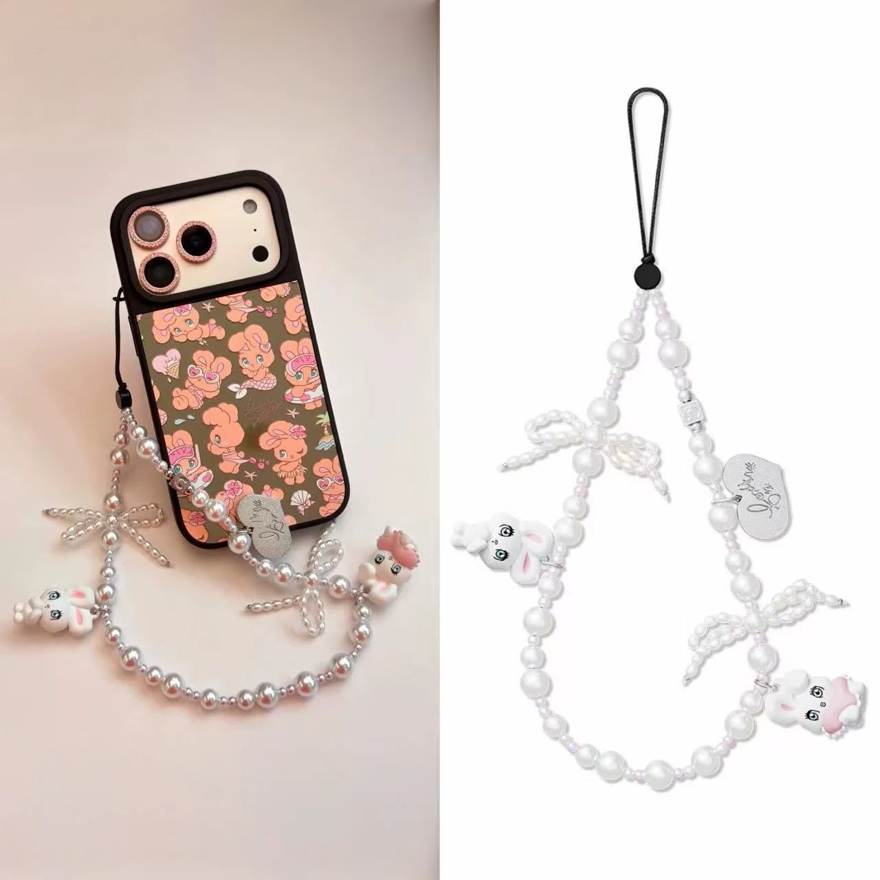 Rabbit Love Pendant Beads Phone Charm Accessories for Galaxy for IPhone 12 13 14 15 16 17 Pro Max Case