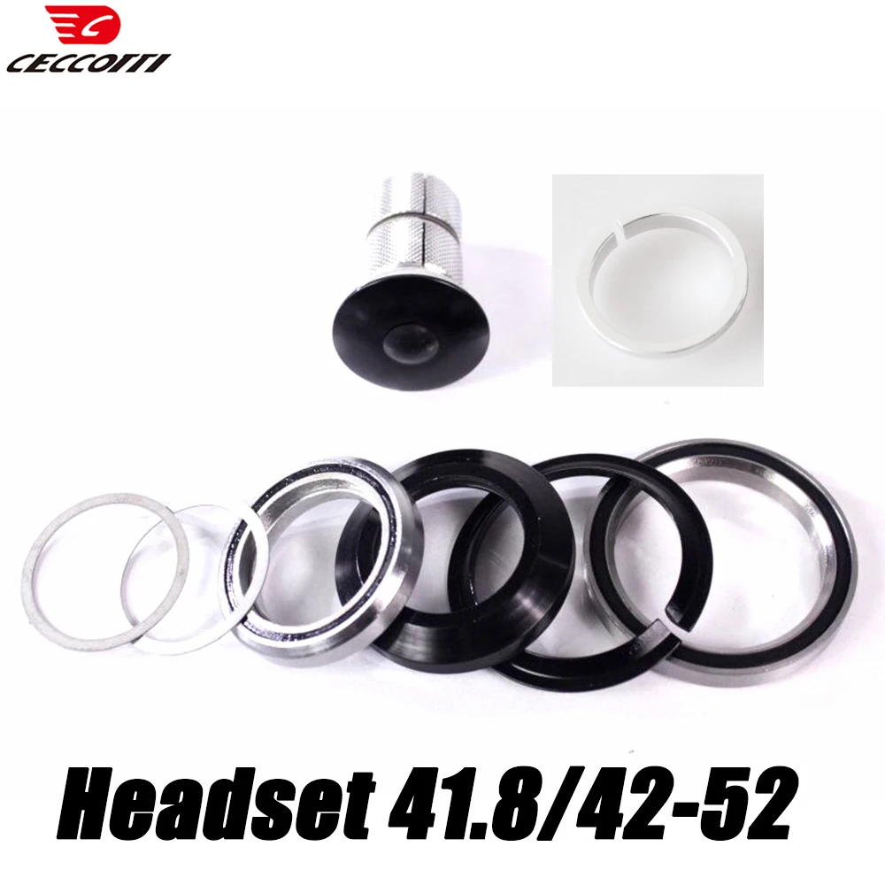 Road Bike steering column Headset Top 41.8 Down 52 Taper Fork MTB Bike Frame 1-1/2 to1-1/8\