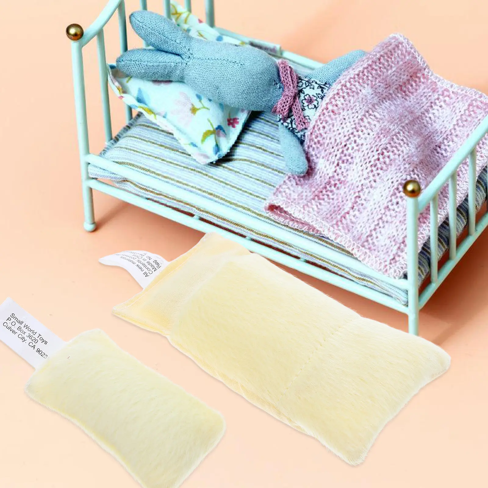 

3Sets Mini Bedding Set Sleeping Bag Pillow Soft Cotton Fabric Dollhouse Decor Portable Design Elegant Addition