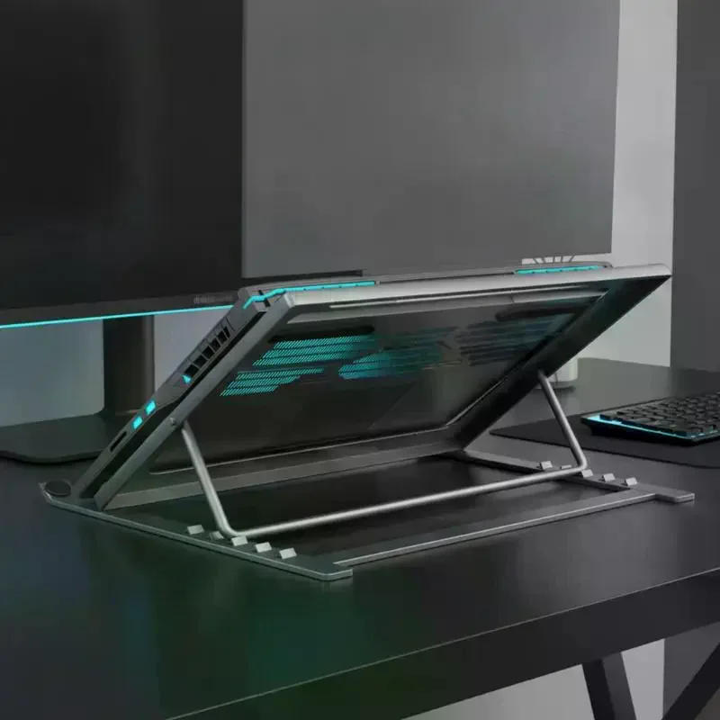 Foldable Iron Laptop Stand Multi Angle Adjustment Anti Slip Pads For Home Office Daily Use