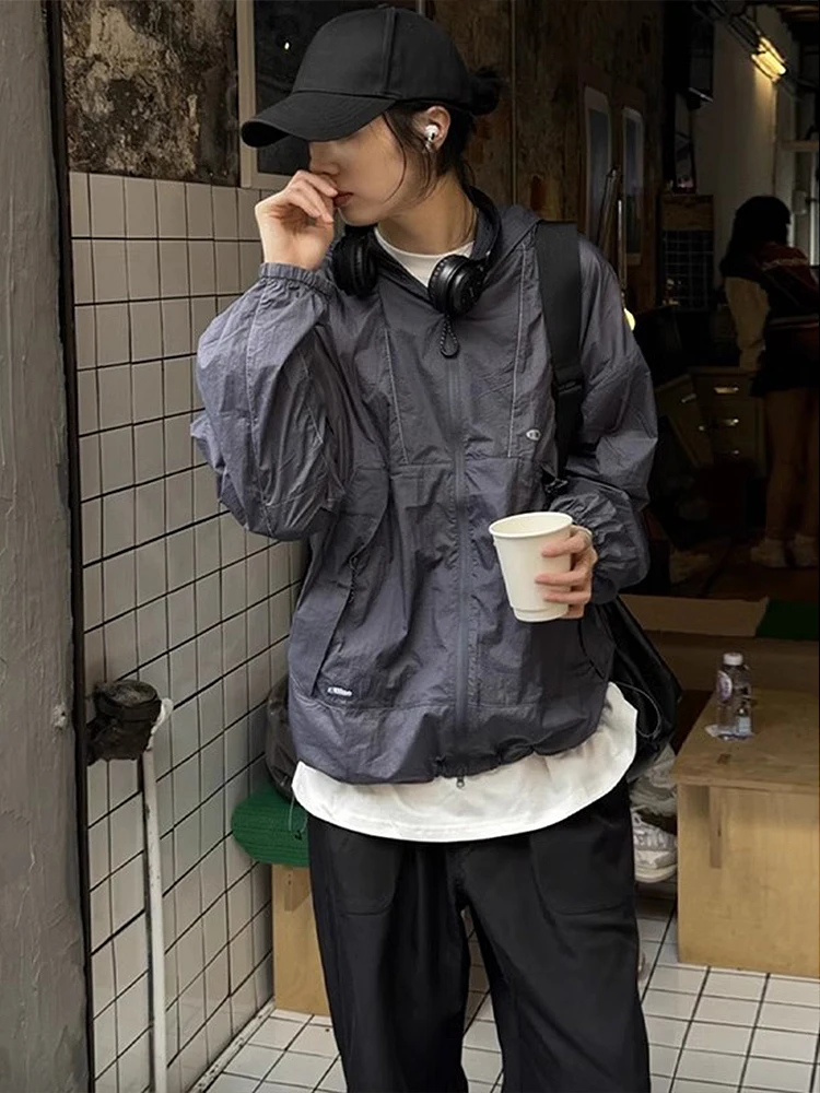 

Bla Hooded Ice Silk Sun Protection Jaet Thin Climbing Hiking Outdoor Clothing for Men Youth Stand Fit Spring Autumn