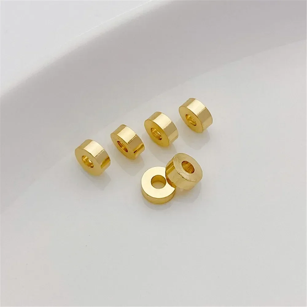 Perline spesse in oro 14 carati, perline a tubo tondo, perline sfuse, perline a secchiello, braccialetti di perline fai da te fatti a mano, collane, accessori di gioielli