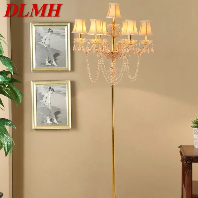 

DLMH European Red Style Crystal Floor Lamp Luxurious Hotel Ballroom Wedding Candle Decoration Lamp Living Room Bedroom Villa