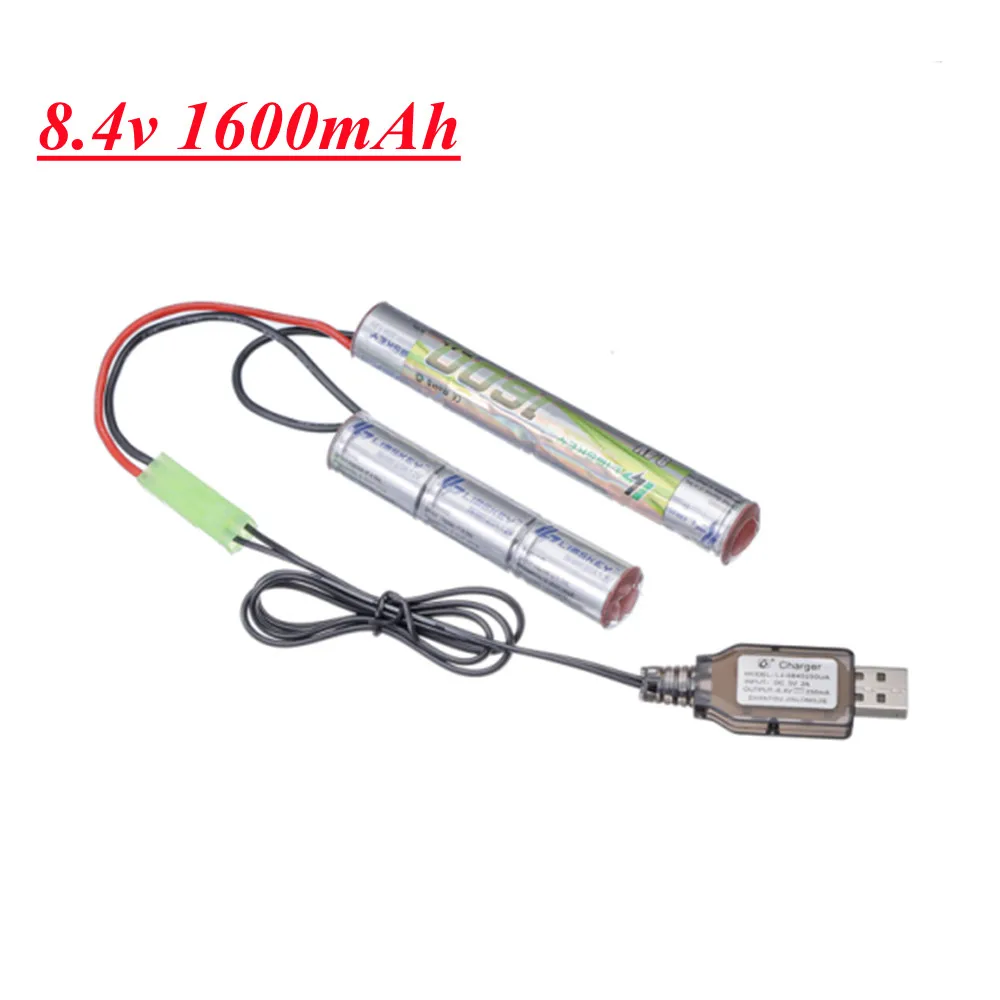 

2/3A 8.4V 1600mAh Butterfly Replaces NIMH Battery Pack for H VFC HK416 CQB Rifle with Mini Tamiya Connector Airsoft Guns