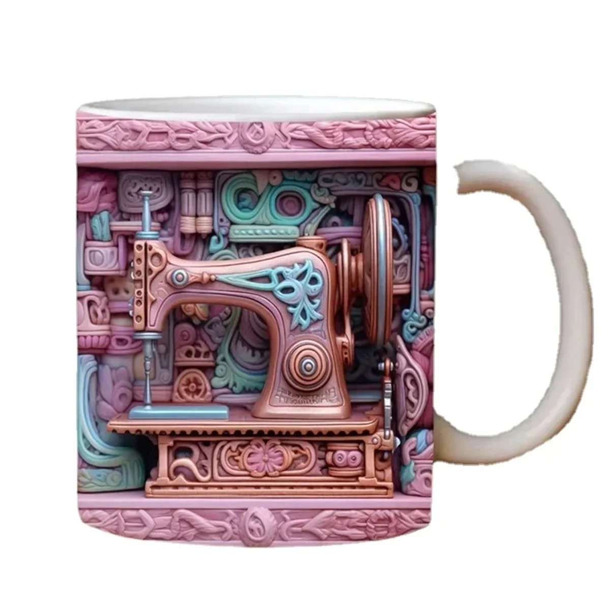 New 3D Sewing Painted Mug Creative 3D Space Mug Christmas Gift Home Decor Mugs Coffee Cups Room Decoration and Display A