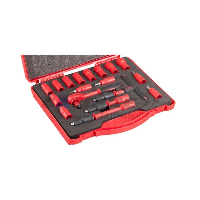 

CALIBRE 1000V VDE Insulated Electrician Tools 18pc 1/4"Dr. Ratchet Wrench Hex Bit Socket Set