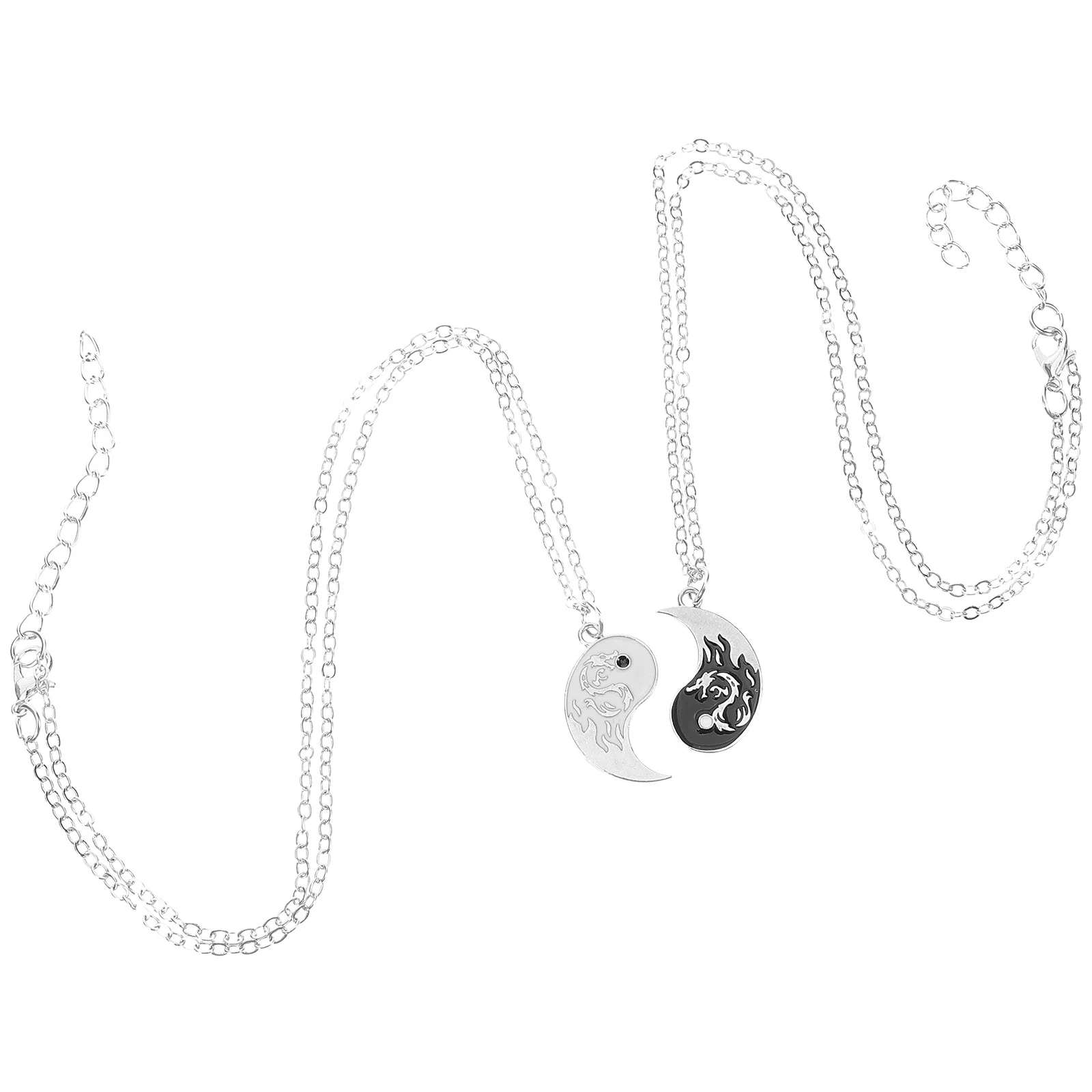 1 زوج التنين يين يانغ قلادة الفولاذ المقاوم للصدأ تاي تشي قلادة زوجين مطابقة هدية لصديقة عيد الحب الزفاف الصداقة #2