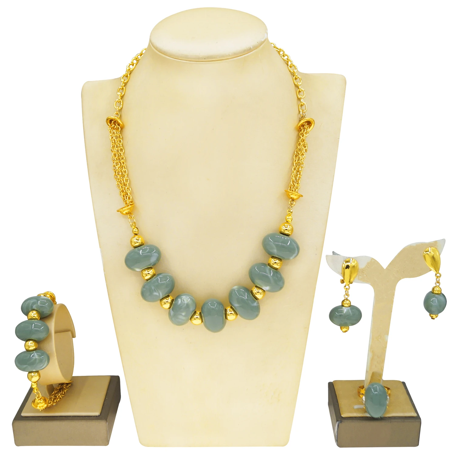 

Yulaili Fahion Jewelry Set for Women Dainty Necklace Beads Pendant Bracelet Ring Stud Earring Banquet Accessories HC24038514