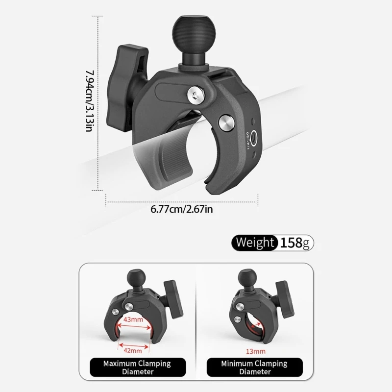 R1WD les terrains Action Camera Support avec support caméra à 360 ° Rotation rotation en aluminium