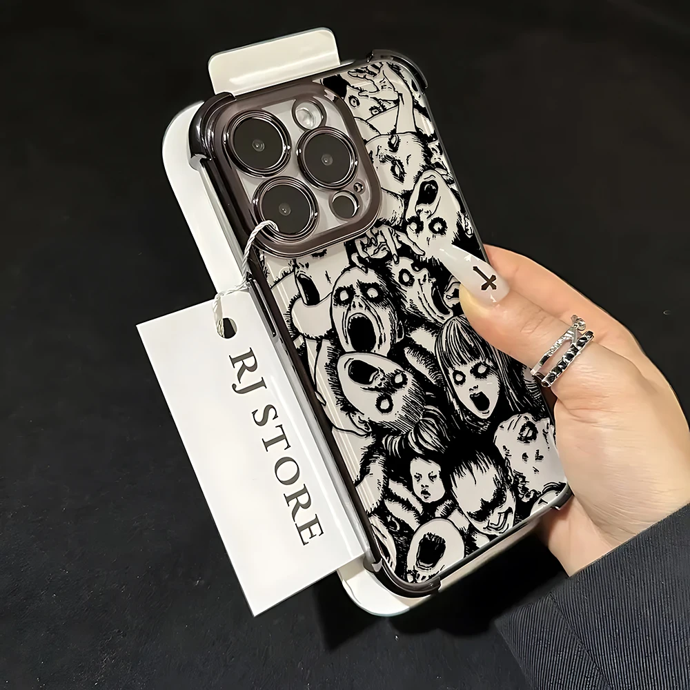 Junji Ito الرعب الساخن كاريكاتير تصفيح جراب هاتف لسامسونج S25 S24 S23 S22 S21 S20 FE نوت 20 زائد الترا 4G 5G مكافحة سقوط وسادة هوائية