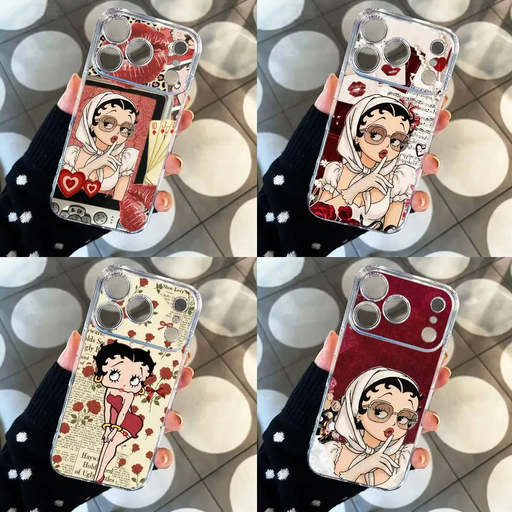 

Cartoon H-Betty HOT B-Boop Transparent Shockproof Phone Case For iPhone 17,16,15,14,13,12,11 Plus,Pro Max