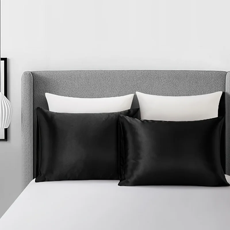 Two silk and satin pillowcases, suitable for hair and skin, black pillowcase standard size, super soft pillowcase large size