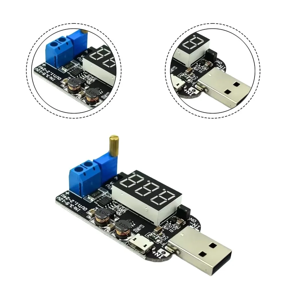 Adjustable USB Voltage Regulator Module 5V To 3.3V 9V 12V 18V 24V With Voltage For Test Measurement Tool Accessory
