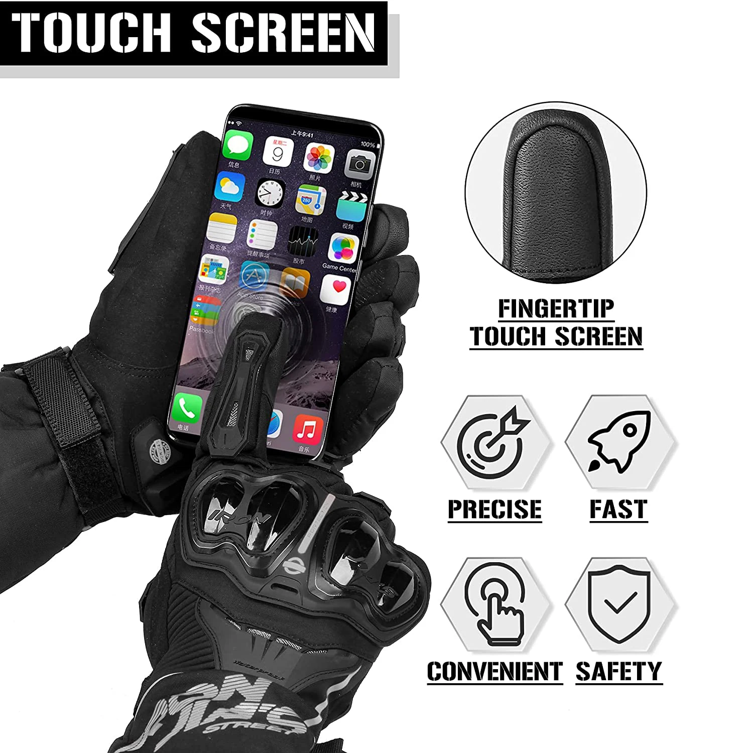 IRON JIA\'S Winter Motorcycle Gloves For Men Waterproof Touch Screen Motorbike Wrist Buckle Design Protective Motocross Gloves