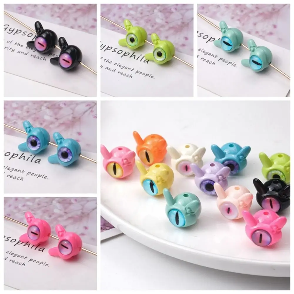 

10 pcs Rotundity Cartoon Evil Eyes One-Eyed Beads Dopamine Color Colorful Perforated Bead 16*16mm Bracelet Material