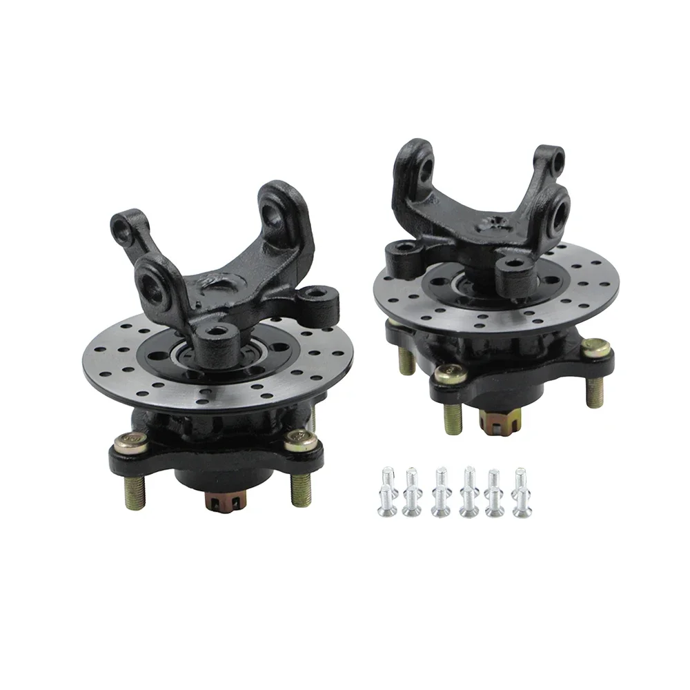 Front Steering Strut Knuckle Spindles 110mm*4 Stud Wheel Hub Kit With Brake Disc For 110cc-250cc ATV Buggy UTV Go Kart Golf Quad