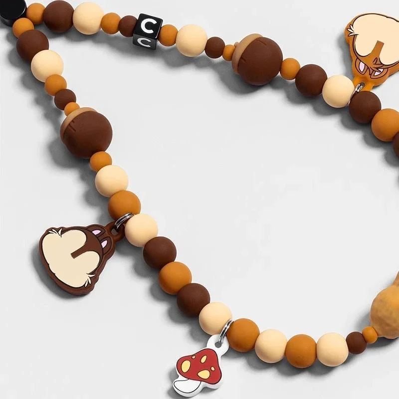 

Cartoon Brown Beads Phone Charm Short Chain Mobile Phone Straps for IPhone Lanyard Bracelet for Samsung Galaxy