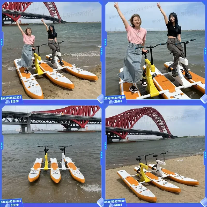 Stable Inflatable Double Wall Material Water Bicycle 2 Seater Pedal Boat Aqua Cycle for Family Friends Entertainment