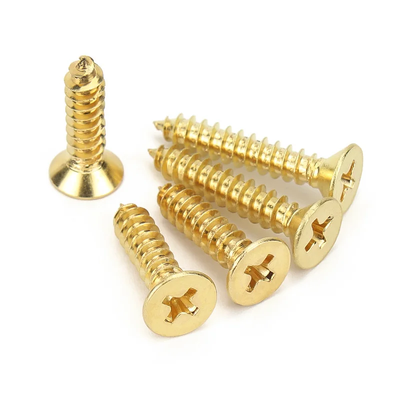 200pcs M2 M2.6 M3 Golden Silver Bronze Black Length 4-16mm 4 Color Steel Phillips Flat Countersunk Head Self-tapping Wood Screw