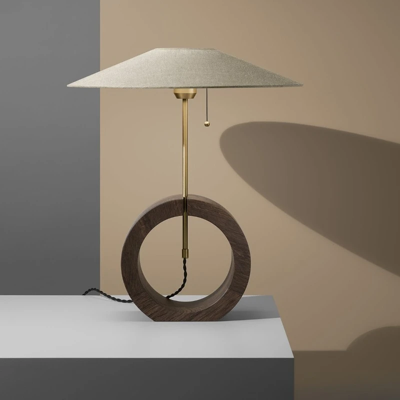 Walnut color linen pull line Italian Dali classic linen entrance bedroom living room decorative table lamp