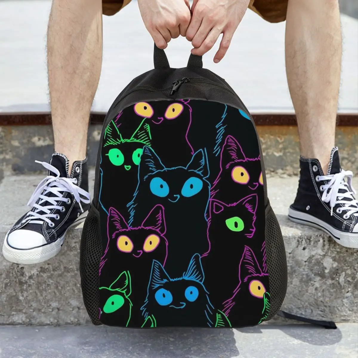 

Sychedelic Cat Backpack Daypack Large Capacity Children BookBag School Bag Shoulder Bags for Men Women