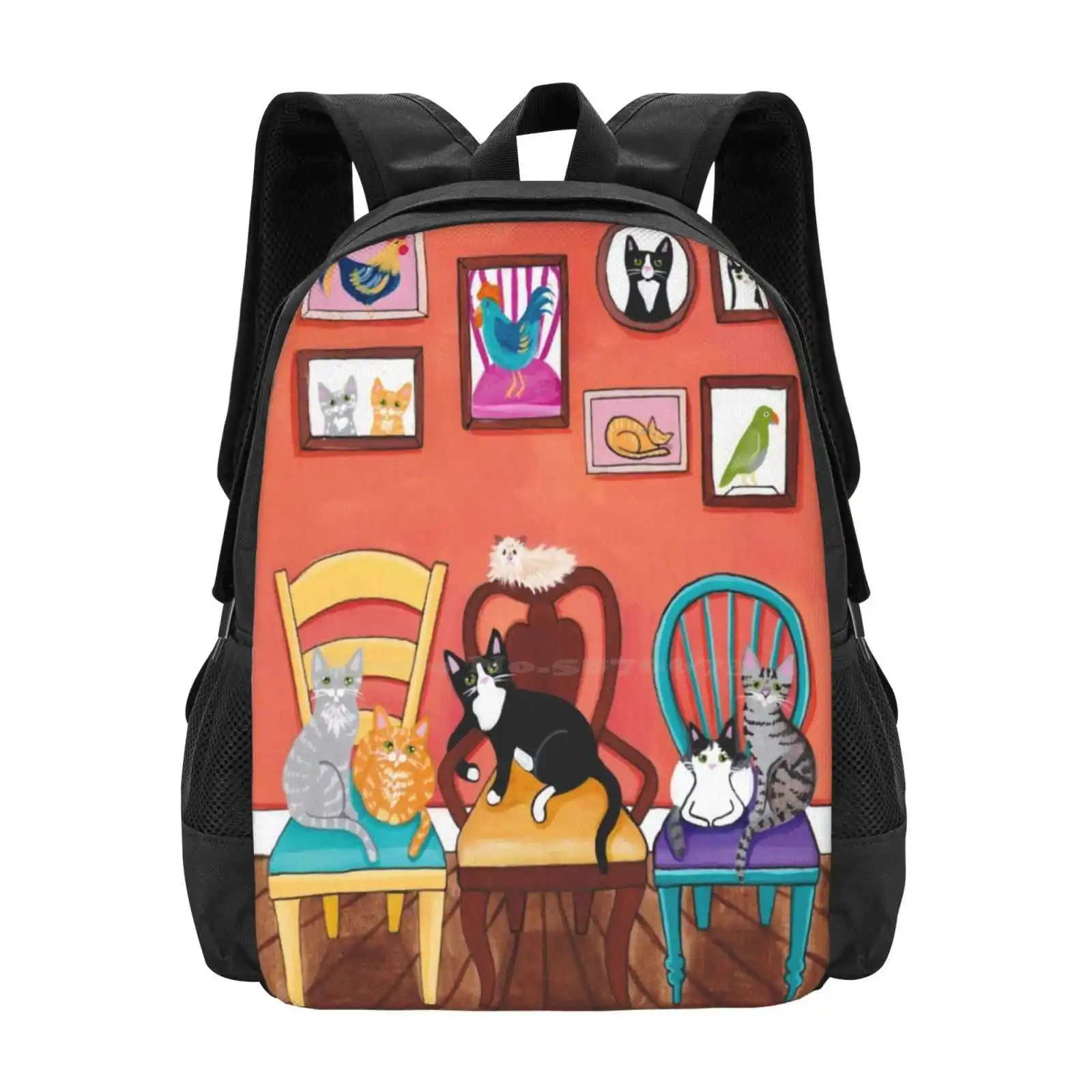 Heidi'S Cats Hot Sale Schoolbag Backpack Fashion Bags Room Cats On Chairs