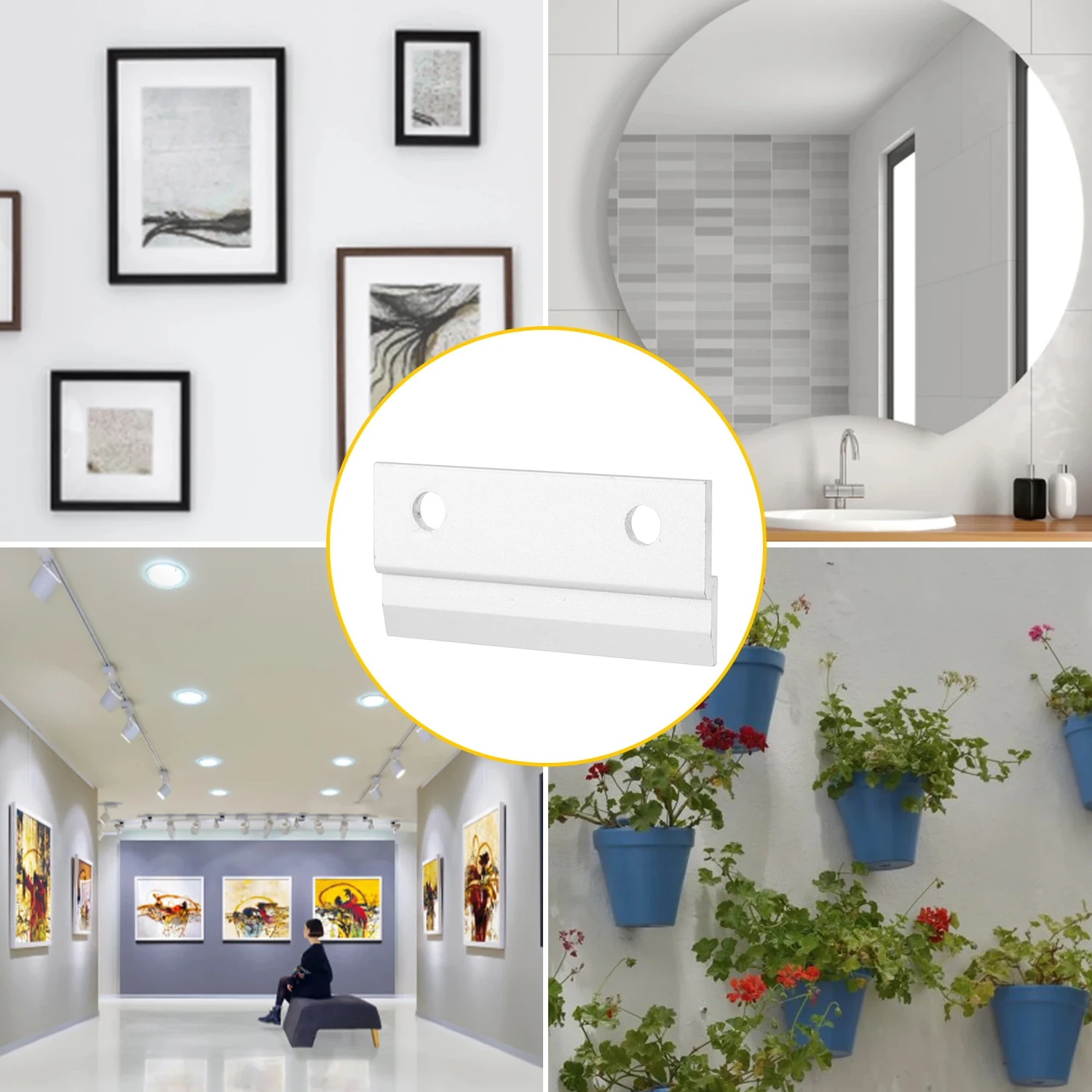 2/40 Stück Aluminium-Bilderleisten, Z-förmige Wandhalterung, Schwerlast-Flush-Mount-Verbinder für Spiegel und Whiteboards – Detail 5