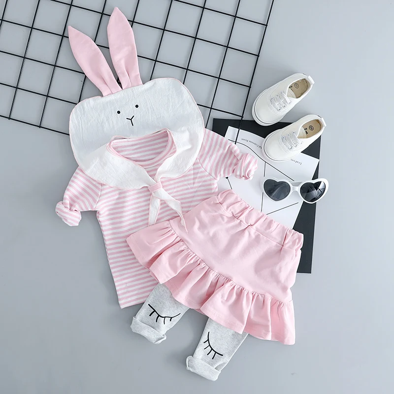 

Girls Clothing Sets Baby T Shirt Pants Infant Clothes Stripe Cartoon Toddler Kids Casual Costume Child Tracksuit 2 Pieces Suit