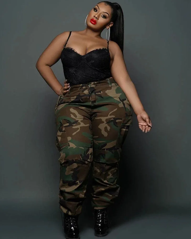 Camouflage Pant Women Long Pants High Waist Straight Trousers Jogger Y2k Streetwear Casual Pockets Maxi Capris 2025 Spring