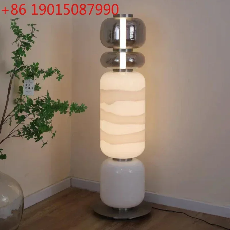 Nordic Designer Smoke White Glass LED Floor Lamp Bedroom Study Hotel Chandelier Living Room Sofa Atmosphere Art Decor Lighting